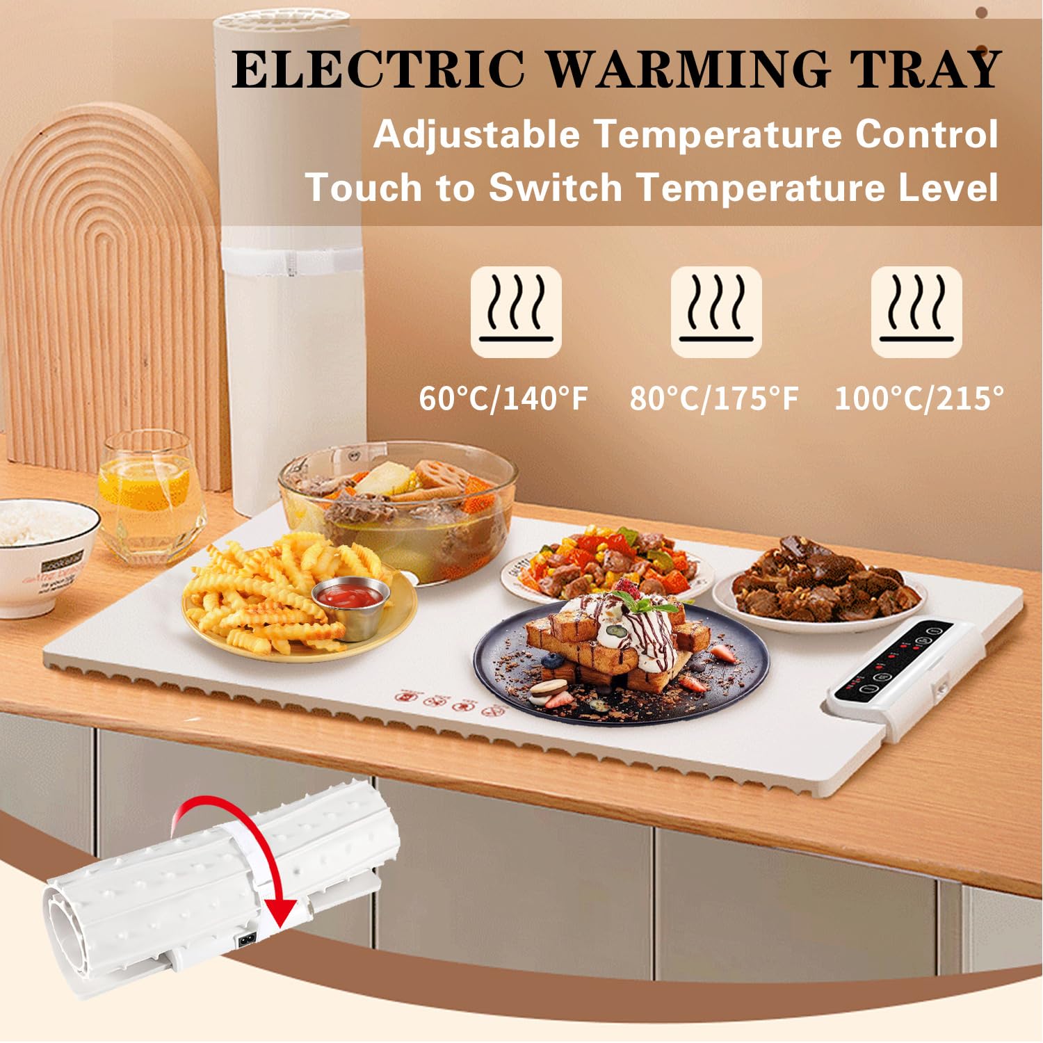 折りたたみ式⭐️ポータブル食品保温マット、電気食品用加熱 シリコン 食品の加熱用 折りたたみ式⭐️ポータブル食品保温マット、電気食品用加熱